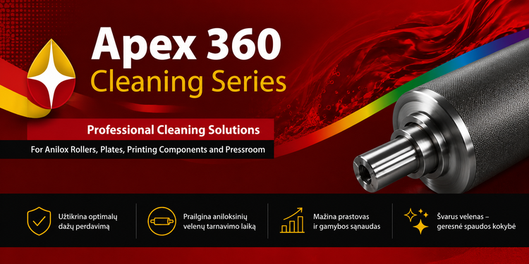 Aniloksinių velenų valymas: nauji Apex 360 Cleaning Series sprendimai fleksografijai